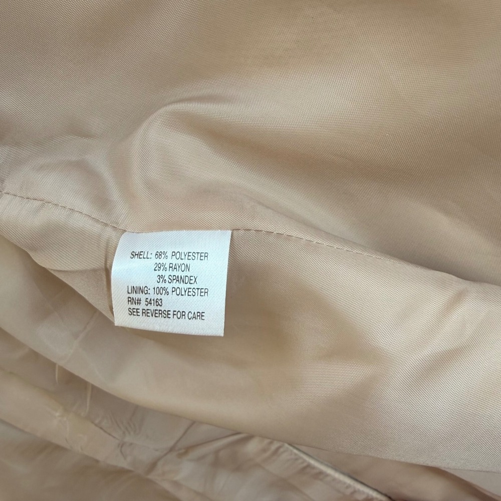 Calvin Klein Beige Stretch 2 Piece Skirt Suit Double Breasted Belted Women's 8 - Picture 10 of 11